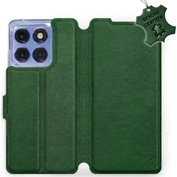 Pouzdro na mobilní telefon Kožené flip pouzdro Mobiwear - Motorola Edge 60 Pro - Zelené (Kožené knížkové pouzdro, obal, kryt na mobil Motorola Edge 60 Pro, Zelené , materiál Genuine Leather, ochrana 360°, stojánek, silikonová vanička, magnetické zavírání)