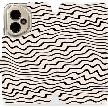 Pouzdro na mobilní telefon Flipové pouzdro Mobiwear - Honor 400 - VA62S Vlnky na béžové (Knížkové flip pouzdro, obal, kryt na mobil Honor 400 - VA62S Vlnky na béžové, materiál Umělá kůže + TPU - ochrana 360°, stojánek, silikonová vanička, magnetické zavírání)