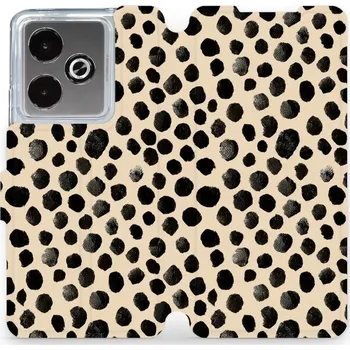 Pouzdro na mobilní telefon Flipové pouzdro Mobiwear - Realme GT 7 - VA50S Černé puntíky (Knížkové flip pouzdro, obal, kryt na mobil Realme GT 7 - VA50S Černé puntíky, materiál Umělá kůže + TPU - ochrana 360°, stojánek, silikonová vanička, magnetické zavírání)