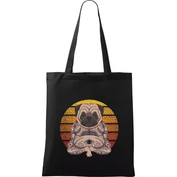 Nákupní taška Yoga meditace - pug - Taška bavlněná - 42 x 38 cm ( Černá )