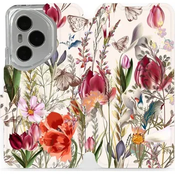 Pouzdro na mobilní telefon Flipové pouzdro Mobiwear - Honor 400 Pro - MP01S Rozkvetlá louka (Knížkové flip pouzdro, obal, kryt na mobil Honor 400 Pro - MP01S Rozkvetlá louka, materiál Umělá kůže + TPU - ochrana 360°, stojánek, silikonová vanička, magnetické zavírání)