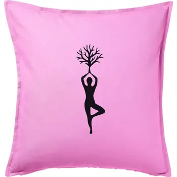 Polštář Yoga strom - Polštář 50x50 - 50x50 - Včetně výplně ( Růžová )