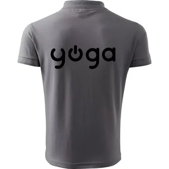 Pánská košile Power yoga logo - Polokošile pánská Pique Polo 203 - 3XL ( Ocelově šedá )