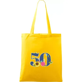 Květinové číslo kreslené - 50 - Taška bavlněná - 42 x 38 cm ( Žlutá )