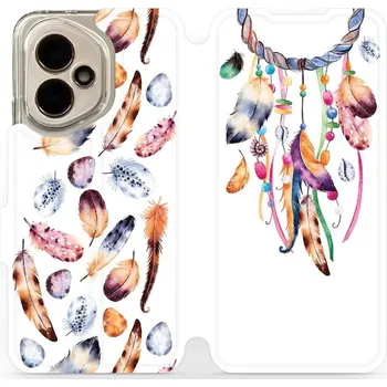 Pouzdro na mobilní telefon Flipové pouzdro Mobiwear - Honor 400 - M003S Lapač a barevná pírka (Knížkové flip pouzdro, obal, kryt na mobil Honor 400 - M003S Lapač a barevná pírka, materiál Umělá kůže + TPU - ochrana 360°, stojánek, silikonová vanička, magnetické zavírání)