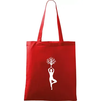 Nákupní taška Yoga strom - Taška bavlněná - 42 x 38 cm ( Červená )