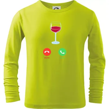 Chlapecké tričko Víno volá (Pecka design) - Triko dětské Long Sleeve - 122 cm/6 let ( Limetková )