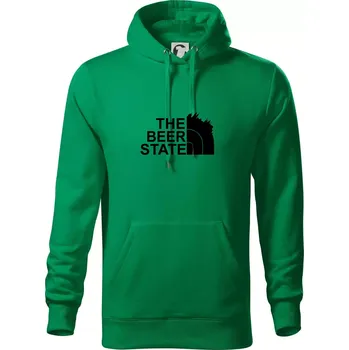 Pánská mikina The Beer State - Praha - Mikina pánská Cape s kapucí - 5XL ( Středně zelená )