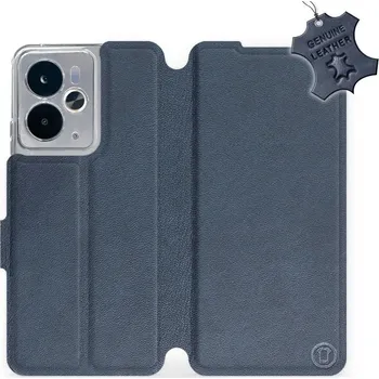 Pouzdro na mobilní telefon Kožené flip pouzdro Mobiwear - Realme 14 5G - Modré (Kožené knížkové pouzdro, obal, kryt na mobil Realme 14 5G, Modré, materiál Genuine Leather, ochrana 360°, stojánek, silikonová vanička, magnetické zavírání)