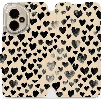 Pouzdro na mobilní telefon Flipové pouzdro Mobiwear - Honor 400 - VA51S Černá srdíčka (Knížkové flip pouzdro, obal, kryt na mobil Honor 400 - VA51S Černá srdíčka, materiál Umělá kůže + TPU - ochrana 360°, stojánek, silikonová vanička, magnetické zavírání)