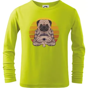 Dětská móda Yoga meditace - pug - Triko dětské Long Sleeve - 146 cm/10 let ( Limetková )