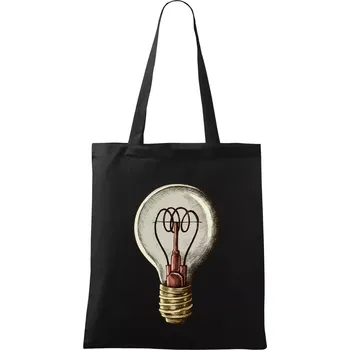Retro žárovka - Taška bavlněná - 42 x 38 cm ( Černá )