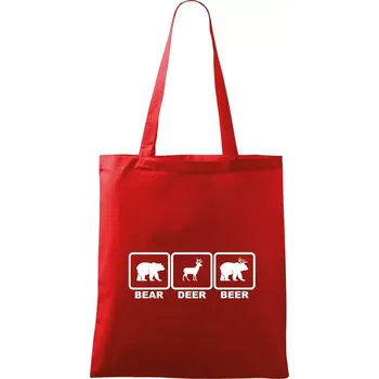 Nákupní taška Bear - Deer - Beer - Taška bavlněná - 42 x 38 cm ( Červená )