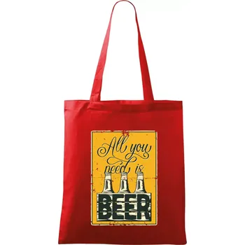 Nákupní taška All you need is beer - Taška bavlněná - 42 x 38 cm ( Červená )