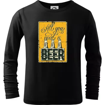 Chlapecké tričko All you need is beer - Triko dětské Long Sleeve - 122 cm/6 let ( Černá )