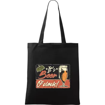 Nákupní taška Čas na pivo - Taška bavlněná - 42 x 38 cm ( Černá )