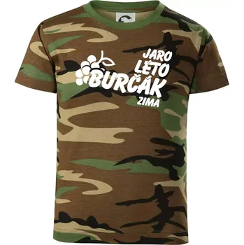 Chlapecké tričko Jaro, léto, burčák, zima - Dětské maskáčové triko - 104-110cm / 3-4 roky ( Hnědý maskáč )