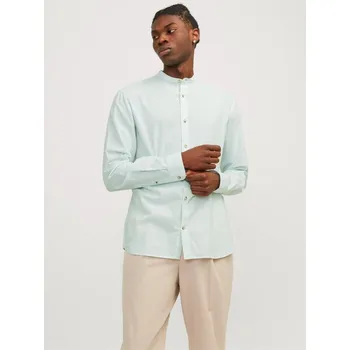 Pánská košile Jack and Jones Long-Sleeve Buttoned Linen Shirt Soothing Sea 2XL