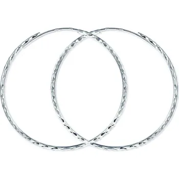 Náušnice GEMMAX Velké zlaté náušnice Kruhy Ø 45 mm, diamantový brus, bílé zlato – zlatý šperk ryzosti 585/1000 v Dárkovém balení s Certifikátem GLEWN-45-63501