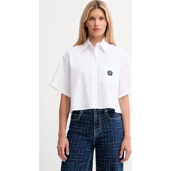 Dámská košile Bavlněná košile Kenzo dámská, bílá barva, relaxed, s klasickým límcem, FF62CH2469LH 00X, vel. 38