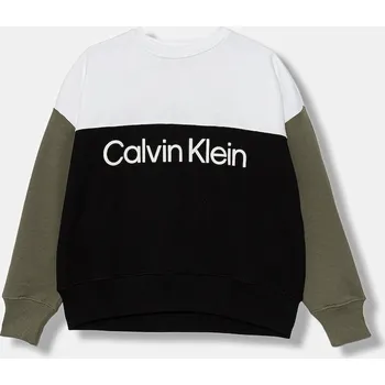 Chlapecká mikina Dětská bavlněná mikina Calvin Klein Jeans IB0IB02523.9BYA černá 99X, vel. 170