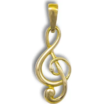 Přívěsek GEMMAX Zlatý přívěsek Houslový klíč - Vysoký lesk – zlatý šperk ryzosti 585/1000 v Dárkovém balení s Certifikátem GUPYN-85791