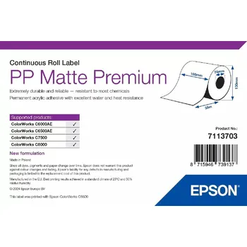 EPSON POKLADNÍ SYSTÉMY EPSON PP Matte Label Premium, Continuous Roll, 105mm x 55m 7113703