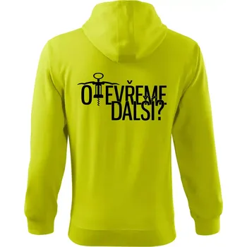 Pánská mikina Otevřeme další? - Mikina s kapucí na zip trendy zipper - 2XL ( Limetková )