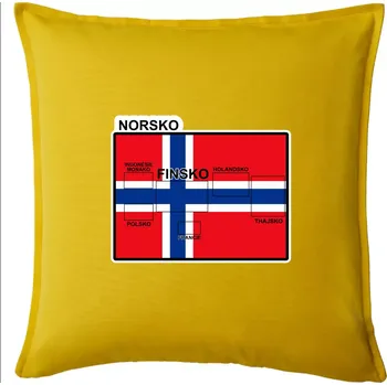 Polštář Norsko vlajka další státy - Polštář 50x50 - 50x50 - Pouze potah ( Žlutá )