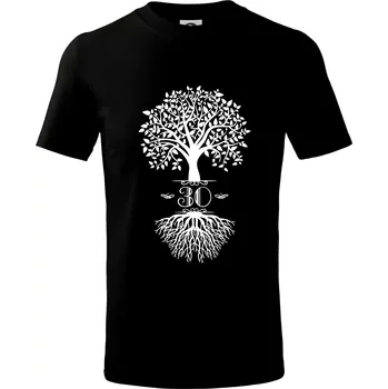 Chlapecké tričko Narozeninový strom 30 - Tričko dětské bavlněné - 134 cm/8 let ( Černá )