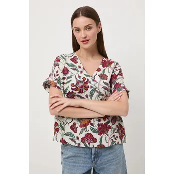 Dámská halenka Halenka se lněnou směsí Medicine dámská, béžová barva, vzorovaná RW25-BKD010 01A, vel. S