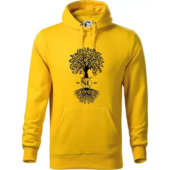 Pánská mikina Narozeninový strom 80 - Mikina pánská Cape s kapucí - 4XL ( Žlutá )
