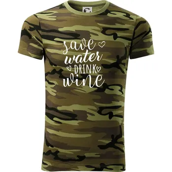 Pánská móda Save water drink wine - Army CAMOUFLAGE - L ( Zelený maskáč )