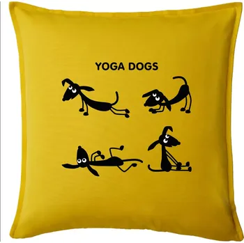 Polštář Psí yoga (Hana-creative) - Polštář 50x50 - 50x50 - Včetně výplně ( Žlutá )