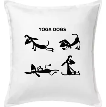 Polštář Psí yoga (Hana-creative) - Polštář 50x50 - 50x50 - Včetně výplně ( Bílá )