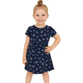 Dívčí šaty Dívčí šaty Wolf S2514 tmavě modré s motýlky