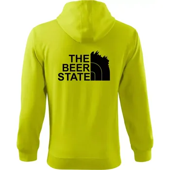 Pánská mikina The Beer State - Praha - Mikina s kapucí na zip trendy zipper - 3XL ( Limetková )