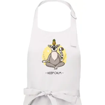 Kuchyňská zástěra Yoga - keep calm kreslený - Dámská zástěra na vaření - Univerzální velikost ( Bílá )