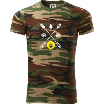 Pánské tričko Pivo ingredience - Army CAMOUFLAGE - 2XL ( Hnědý maskáč )