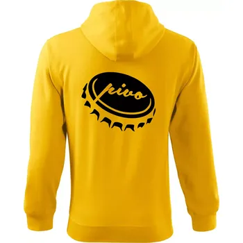 Pánská mikina Pivo zátka - Mikina s kapucí na zip trendy zipper - M ( Žlutá )