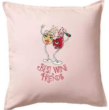 Polštář Best wine friends dancing (Pecka design) - Polštář 50x50 - 50x50 - Pouze potah ( Světle růžová )