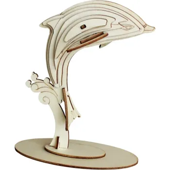 Dřevěná hračka Dřevěné 3D puzzle model Delfína 56x31x58 mm DIY Ručně sestavitelná stavebnice Zvířecí miniatura Dřevěná dekorace Dárek pro děti i dospělé