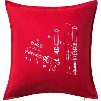 Polštář Pípa nákres - Polštář 50x50 - 50x50 - Pouze potah ( Červená )