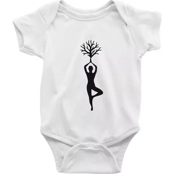 Kojenecké oblečení Yoga strom - Body kojenecké s krátkým rukávem - Krátký r. do 3 měs ( Bílá )