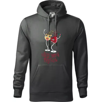 Pánská mikina Best wine friends dancing (Pecka design) - Mikina pánská Cape s kapucí - 4XL ( Tmavá břidlice (šedá se zeleným nádechem) )