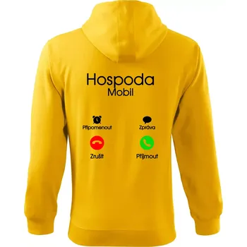 Pánská mikina Hospoda volá - Mikina s kapucí na zip trendy zipper - 2XL ( Žlutá )