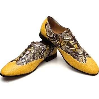 Pánské polobotky Pánské žluté polobotky - hadí kůže 39,5