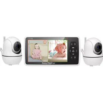 chůvička Video chůvička s 2 kamerami 5" displej 720p Noční vidění 22h výdrž 300m dosah Teploměr VOX Otočná kamera Ukolébavky Obousměrný zvuk