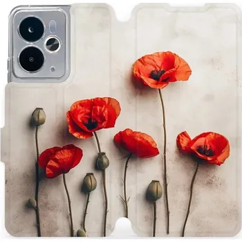 Pouzdro na mobilní telefon Flipové pouzdro Mobiwear - Realme 14 5G - VP42S Vlčí máky (Knížkové flip pouzdro, obal, kryt na mobil Realme 14 5G - VP42S Vlčí máky, materiál Umělá kůže + TPU - ochrana 360°, stojánek, silikonová vanička, magnetické zavírání)