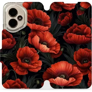 Pouzdro na mobilní telefon Flipové pouzdro Mobiwear - Honor 400 - VP45S Temné červené květy (Knížkové flip pouzdro, obal, kryt na mobil Honor 400 - VP45S Temné červené květy, materiál Umělá kůže + TPU - ochrana 360°, stojánek, silikonová vanička, magnetické zavírání)